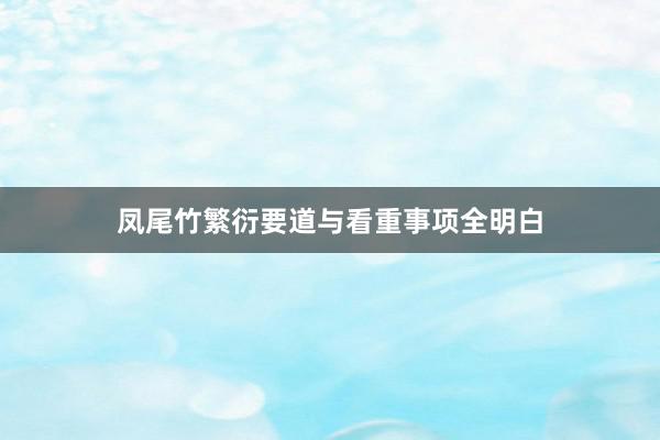 凤尾竹繁衍要道与看重事项全明白